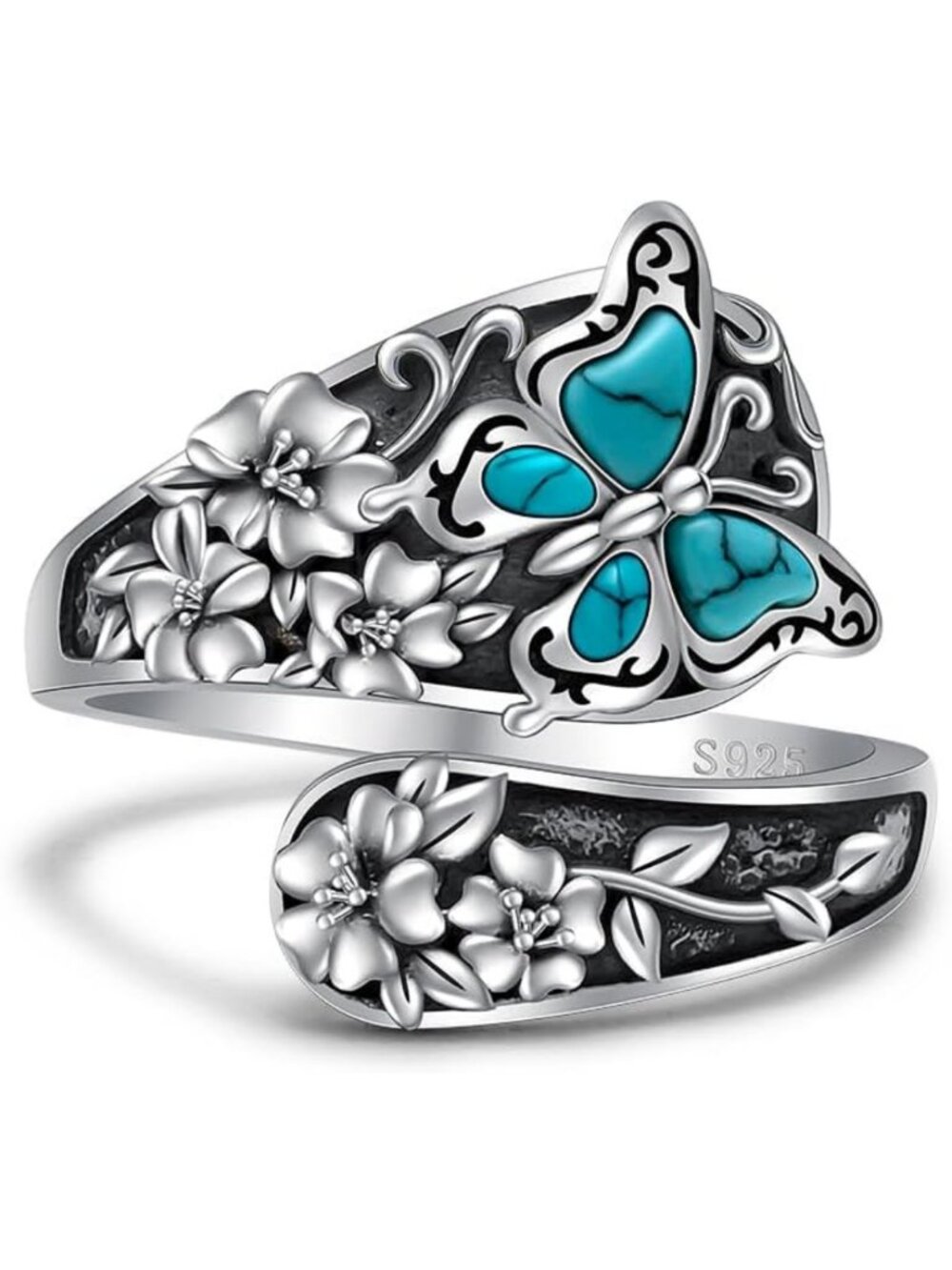 Adjustable Sterling Silver Spoon Ring - Mustard Seed, Turtle, Ocean, Butterfly